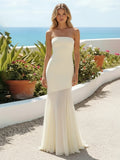 Chiffon Mermaid Strapless Splicing Bridesmaid Dresses