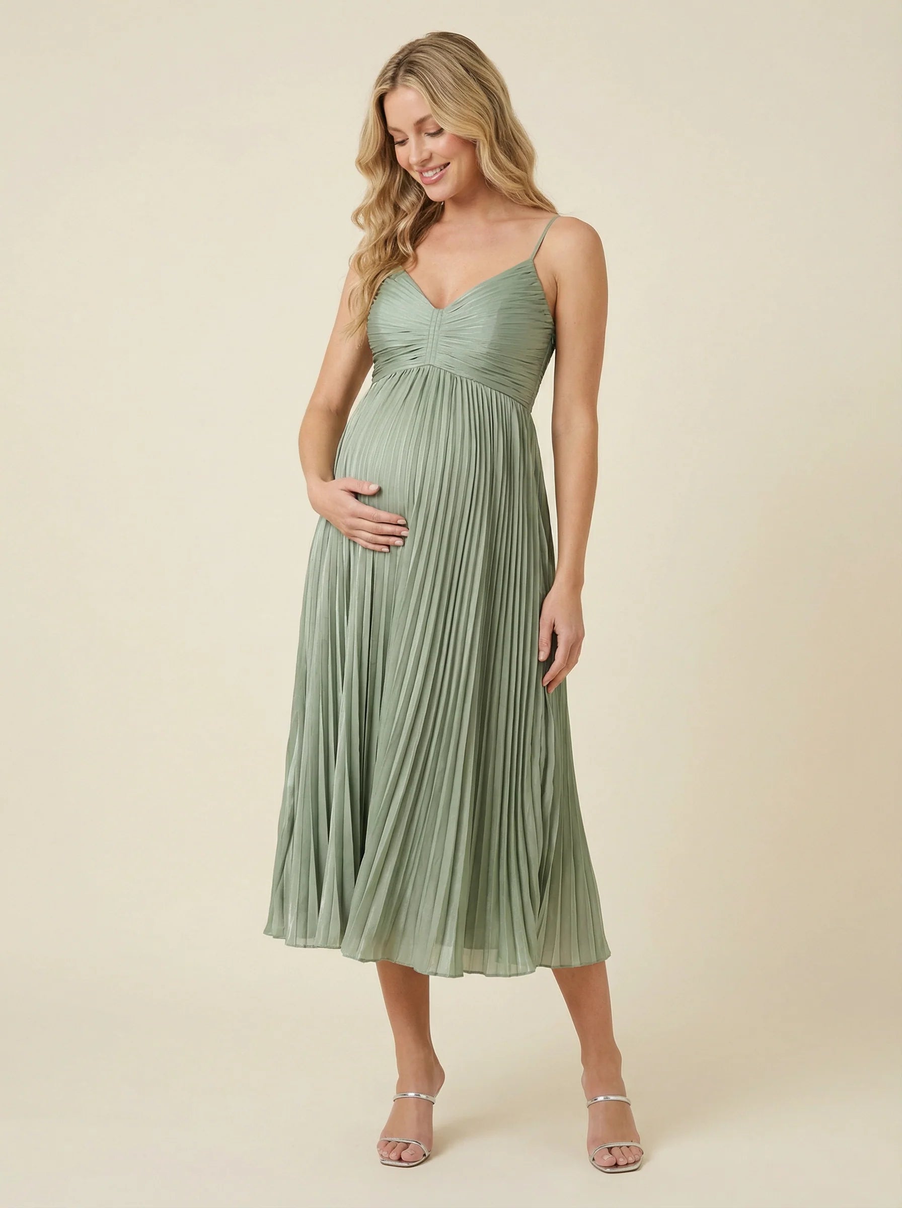 Chiffon A Line Spaghetti Straps Pleated Formal Dresses