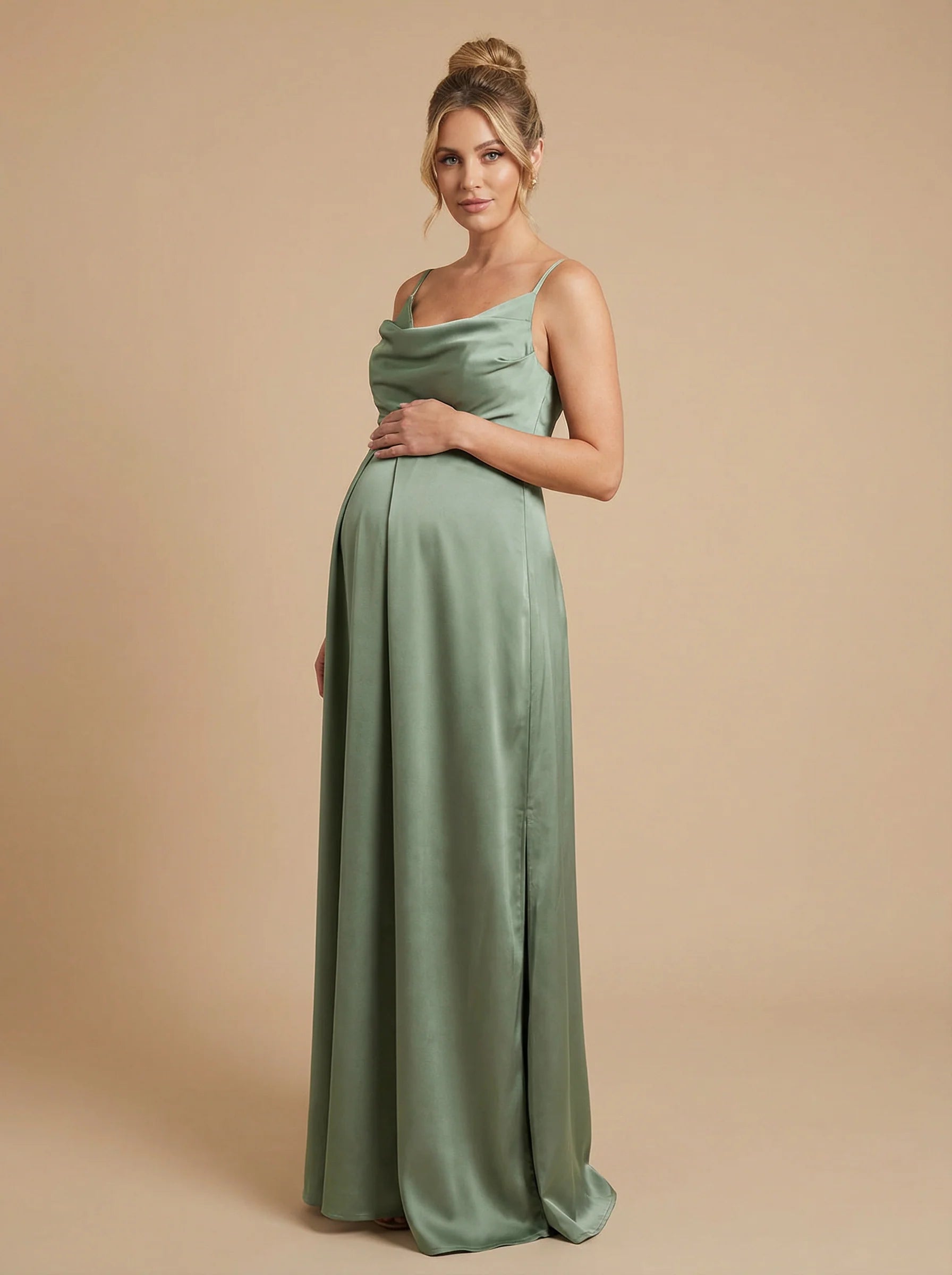 Satin A Line Spaghetti Straps Simple Formal Dresses