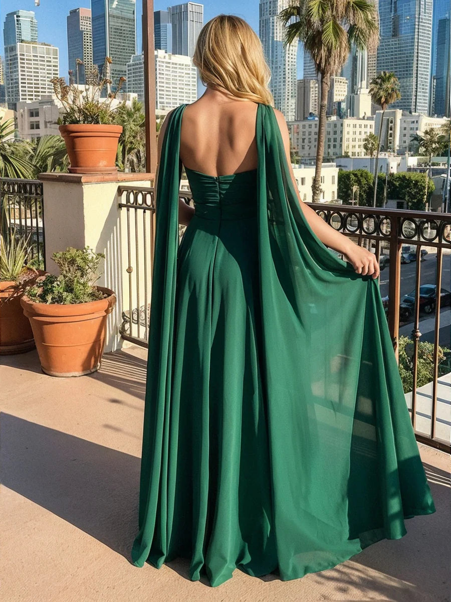 Chiffon A Line Sweetheart Side Slit Bridesmaid Dresses