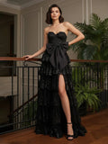 Tulle A Line Sweetheart Sequin Prom Dresses