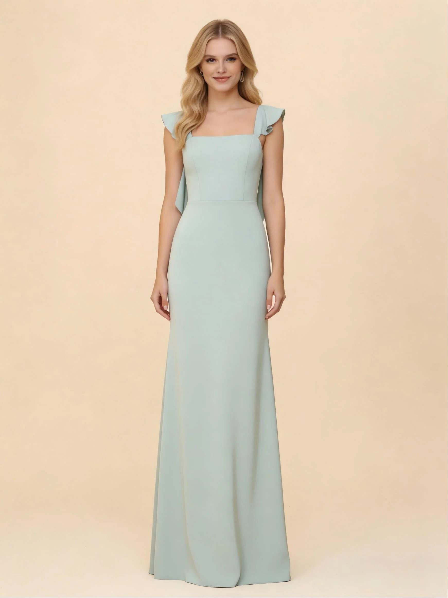 Spaghetti Straps Sheath Satin Bridesmaid Dresses