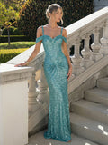 Spaghetti Straps Sequin Mermaid Prom Dress