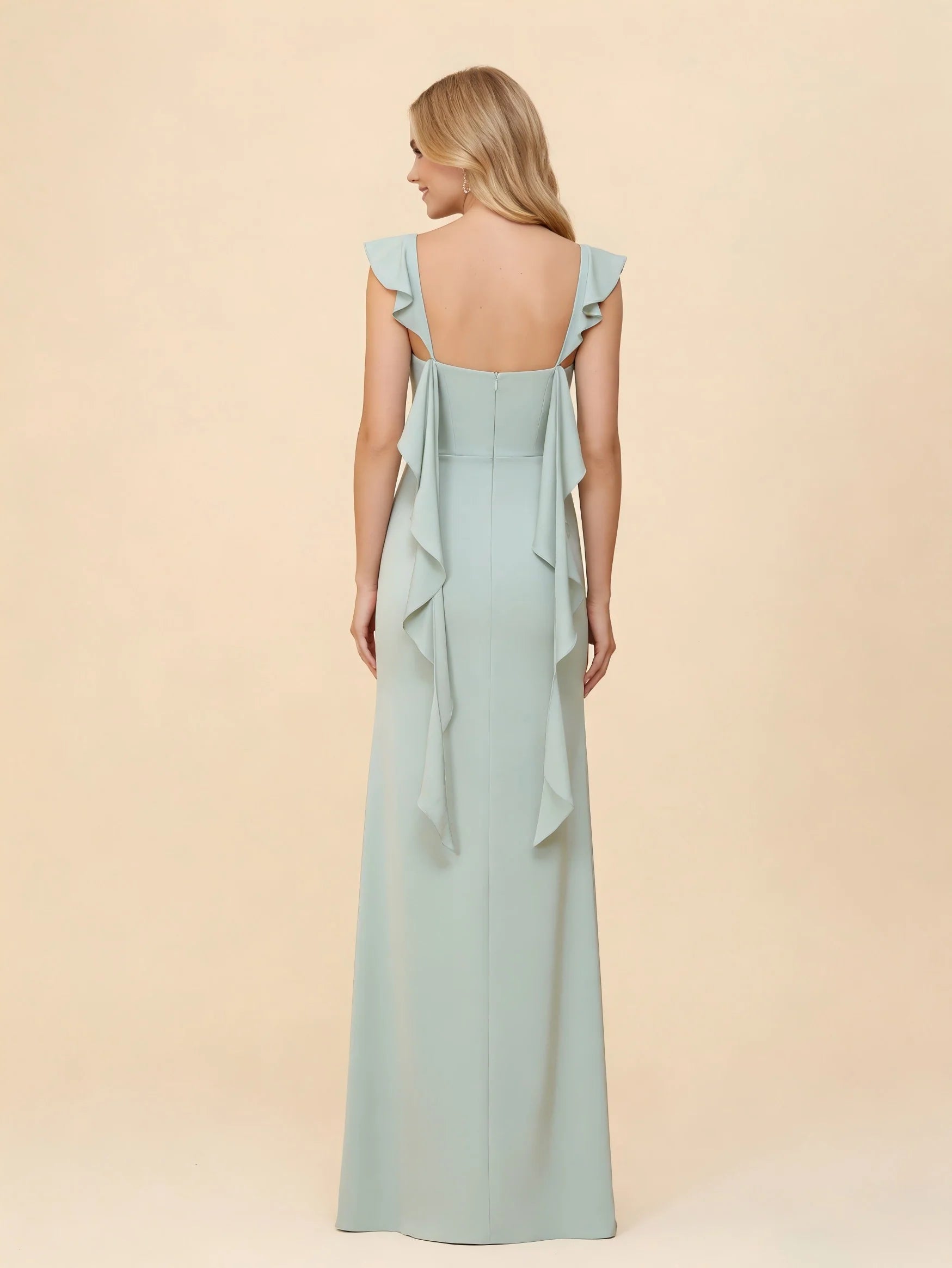 Spaghetti Straps Sheath Satin Bridesmaid Dresses