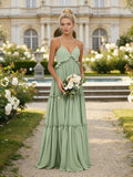 Chiffon A Line V Neck Ruffles Bridesmaid Dresses
