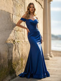Off the Shoulder Satin Mermaid Prom Dresses